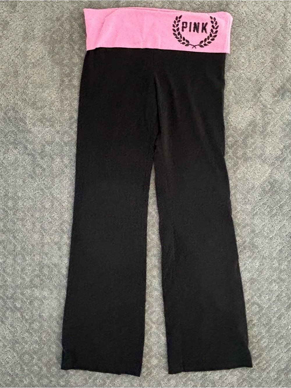 PINK Victoria’s Secret Sequin Logo Foldover Yoga Pants Size Large